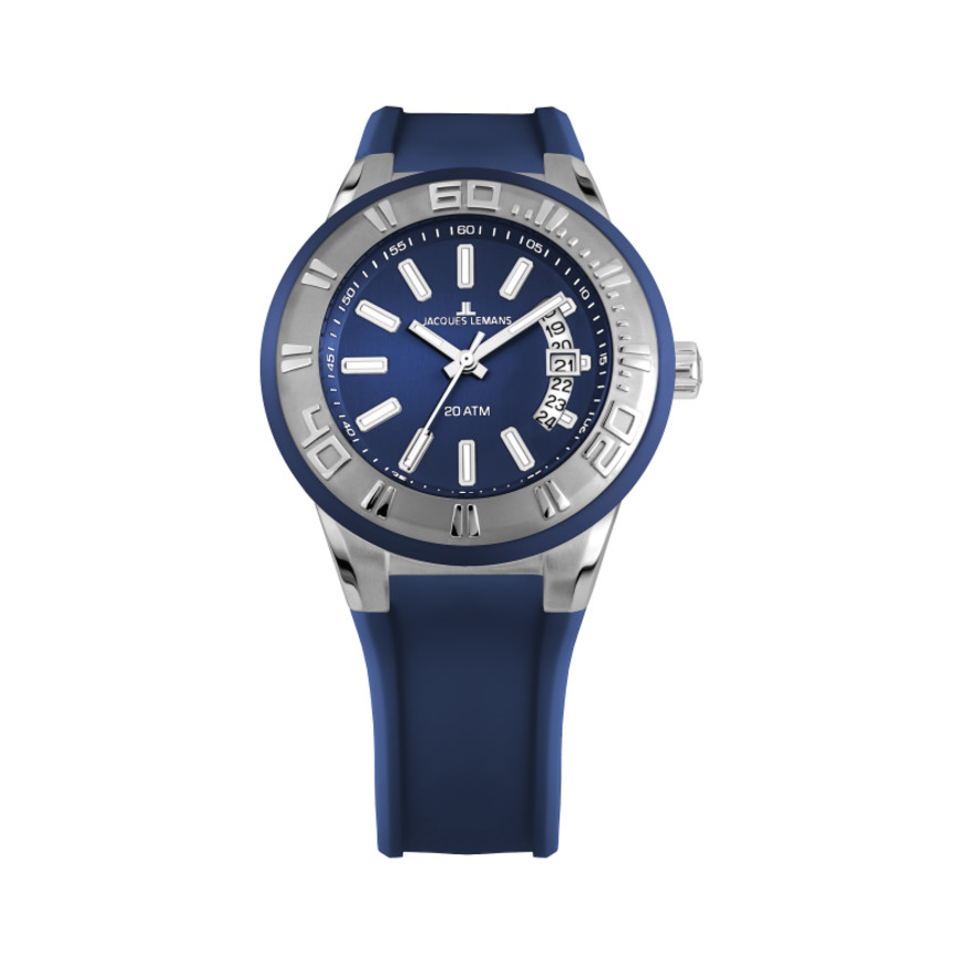 Jacques Lemans Unisex Miami 40mm Blue Dial Silicone Watch