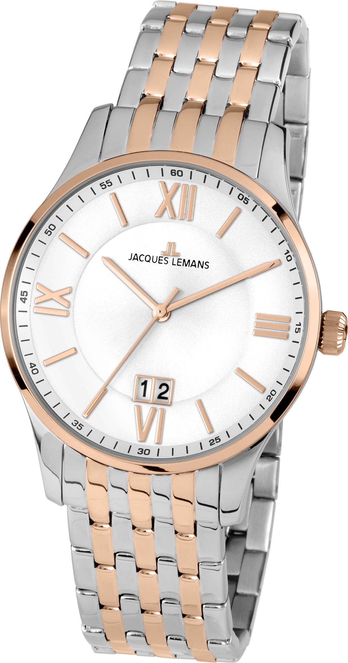 Jacques Lemans Men&#039;s 1-1845R Classic Silver Dial Stainless Steel Watch