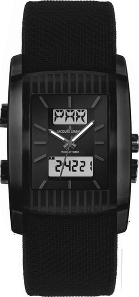 Jacques Lemans Men&#039;s Sport 36mm Black Dial Nylon Watch