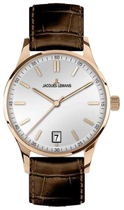 Jacques Lemans Woman&#039;s Classic 1-2027E 34mm Silver Dial Leather Watch