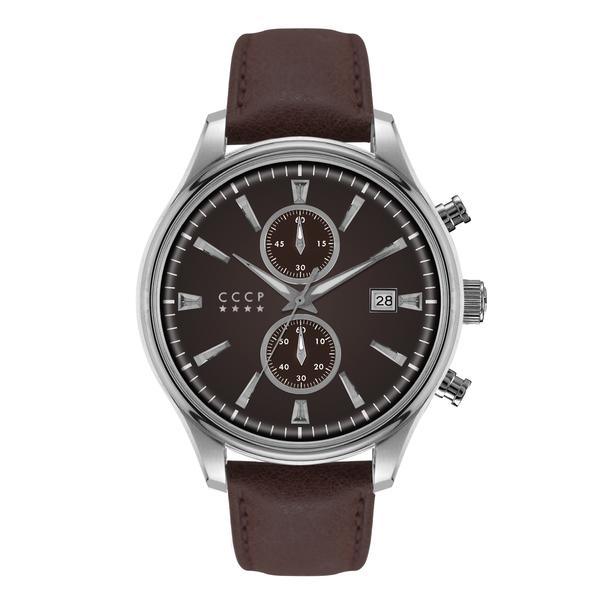 CCCP Men&#039;s Sputnik-2 CP-7028-05 43mm Brown Dial Leather Watch