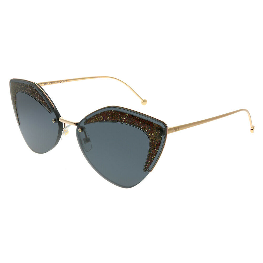 Fendi Fendi Glass FF 0355 KB7 IR Gold Metal Cat-Eye Sunglasses Grey Lens