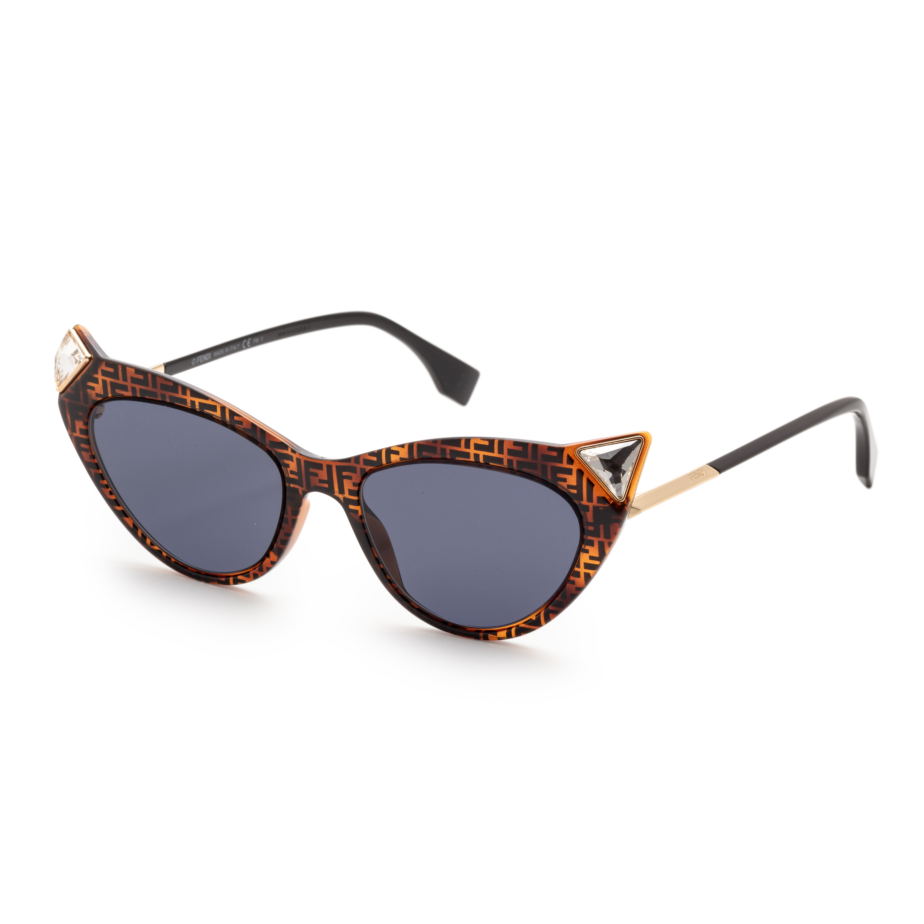 Fendi Irida FF 0356 086 KU Havana Plastic Cat-Eye Sunglasses Blue Lens