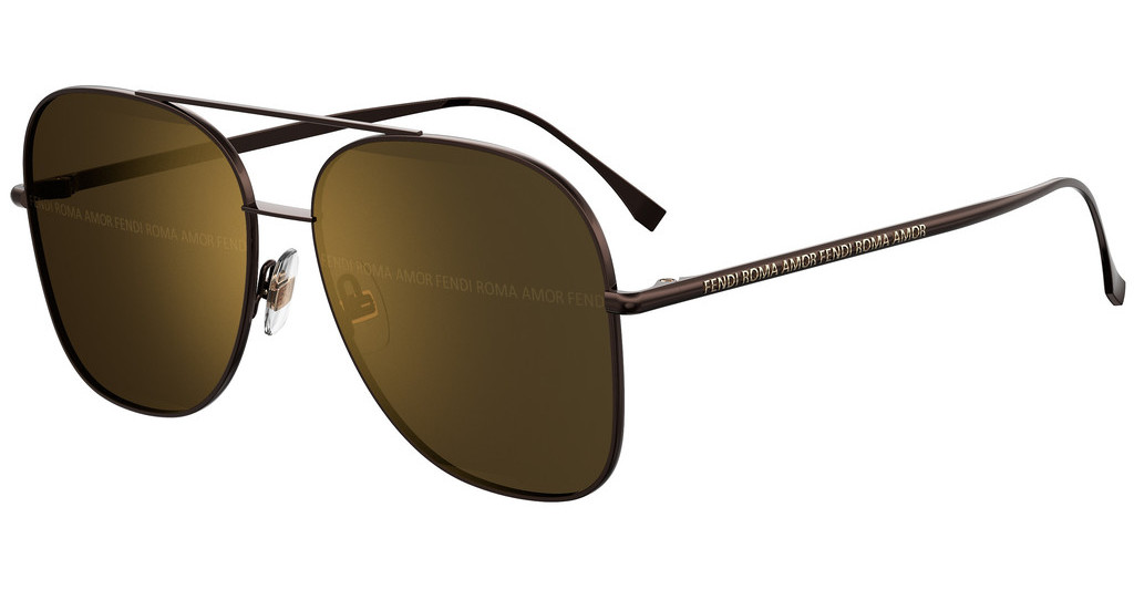 Fendi Women&#039;s FF-0378-G-S-0FG4 Fashion Brown Gold 51mm Sunglasses
