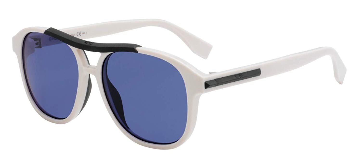 Fendi FF M0026/G/S-VK6-56KU Sunglasses White Fram Blue Lenses 56mm