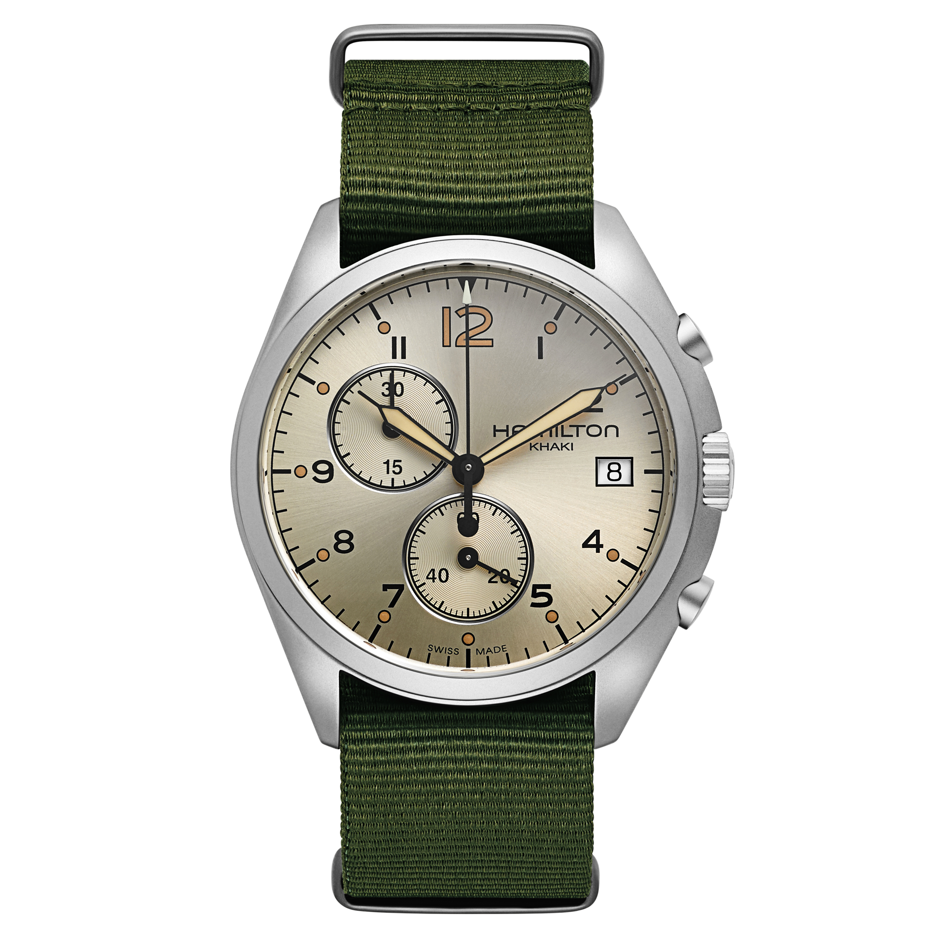 khaki pilot pioneer chrono quartz