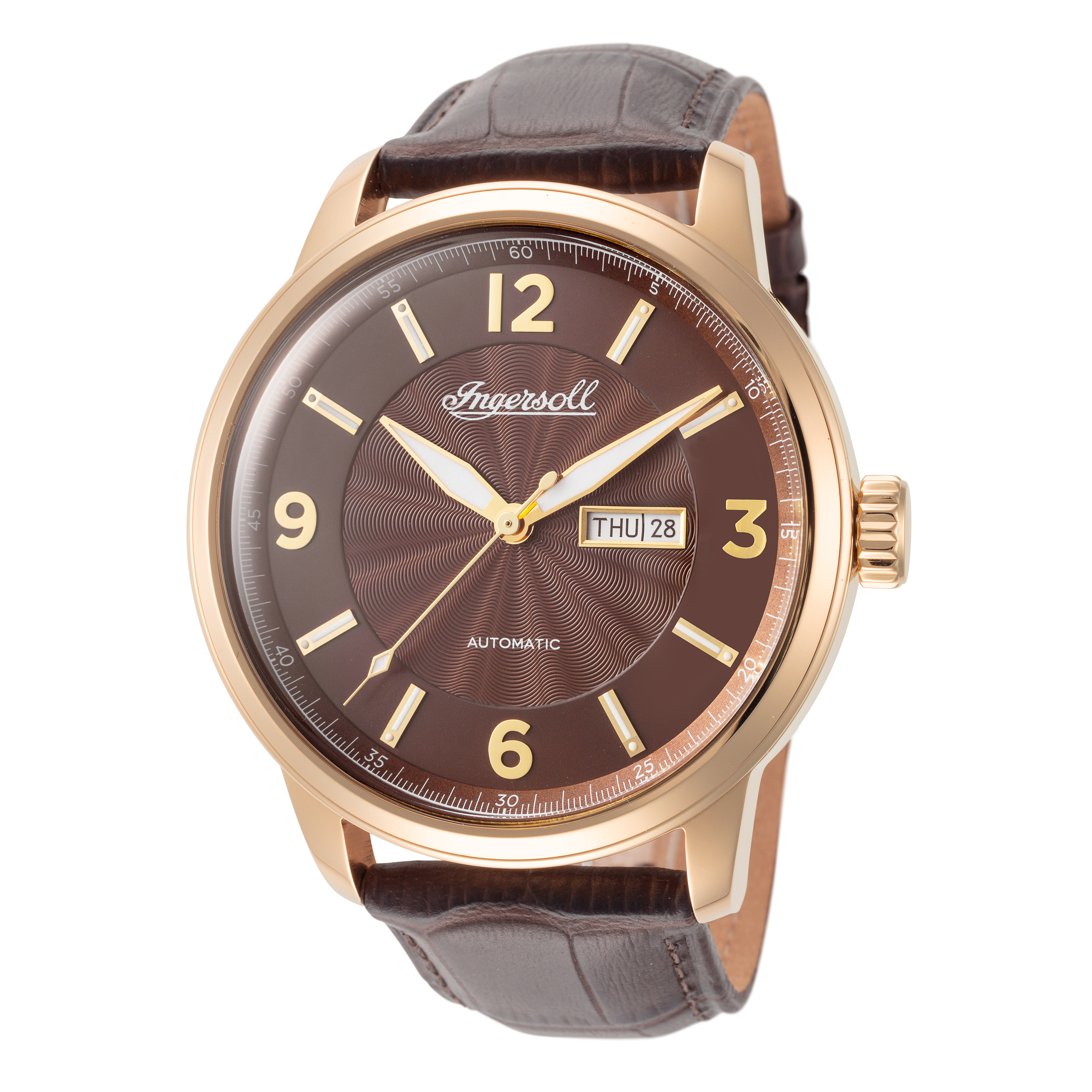 Ingersoll Men&#039;s Regent I00201 47mm Brown Dial Leather Automatic Watch