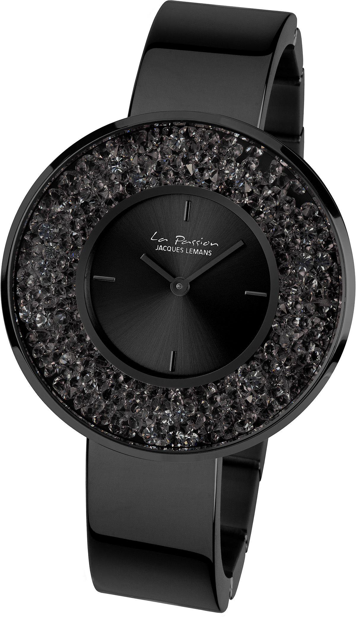 Jacques Lemans Woman&#039;s La Passion 37mm Black Dial Stainless Steel Watch