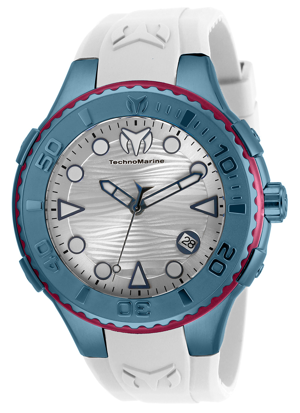 TechnoMarine Men&#039;s Cruise TM-118104 48mm White Dial Silicone Watch
