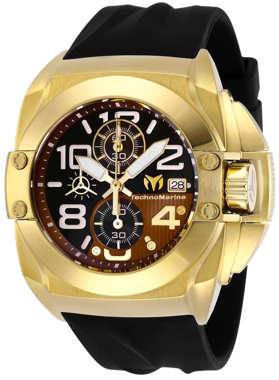 TechnoMarine Men&#039;s Reef TM-518005 45mm Copper, Black Dial Silicone Watch