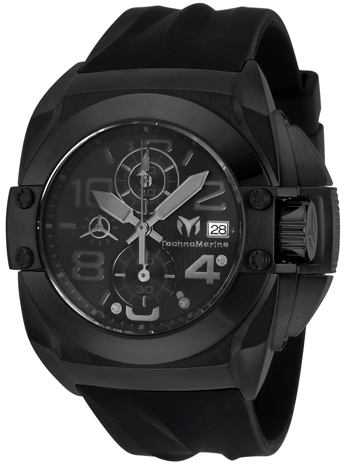 TechnoMarine Men&#039;s Reef TM-518006 45mm Black and Gray Dial Silicone Watch