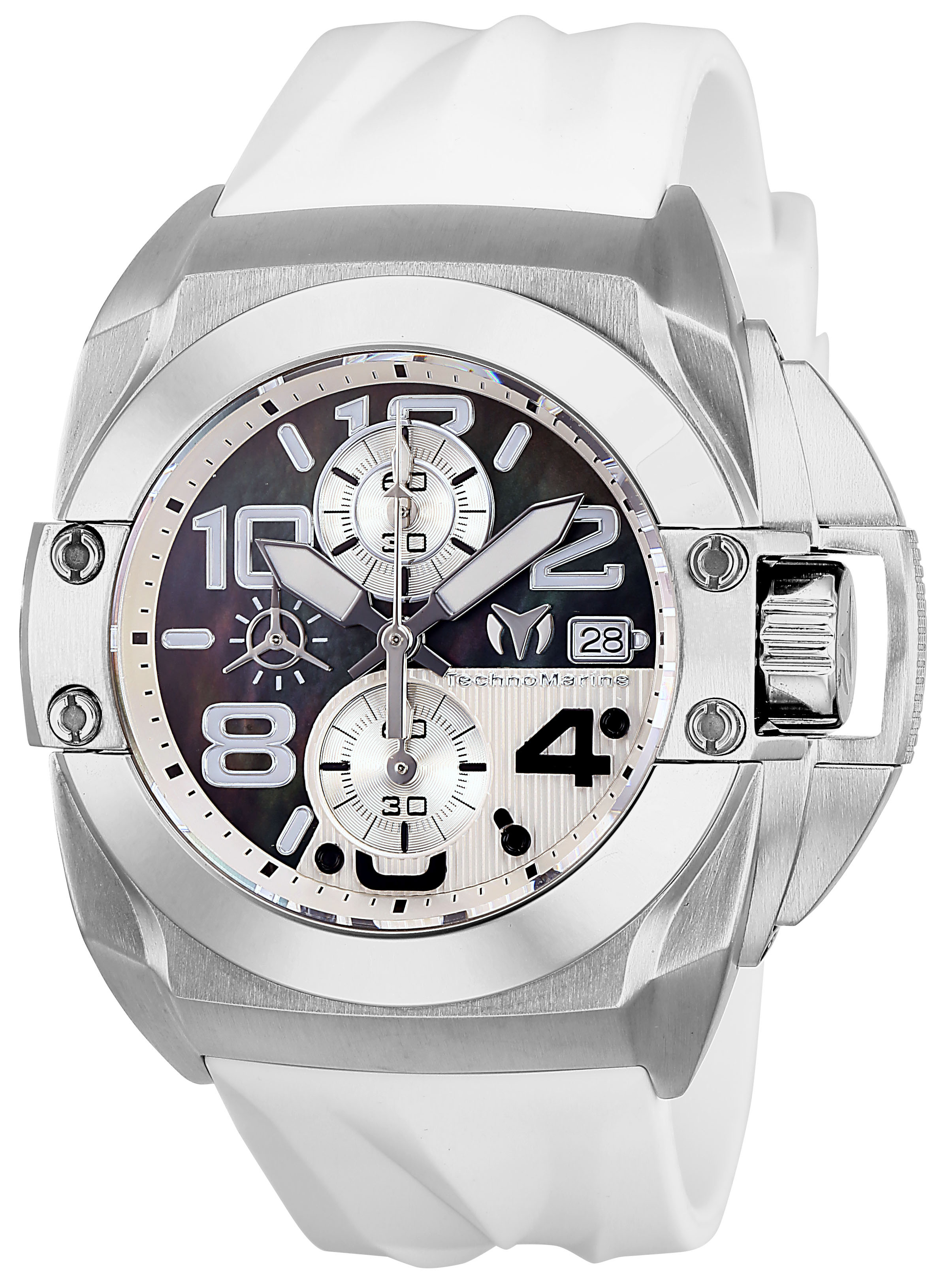 TechnoMarine Men&#039;s Reef TM-518007 45mm Black MOP Dial Silicone Watch